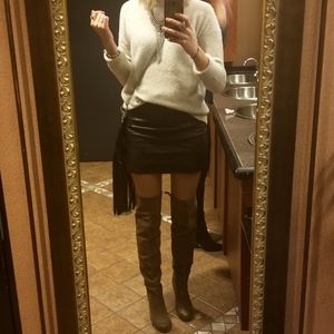 Black faux leather mini skirt